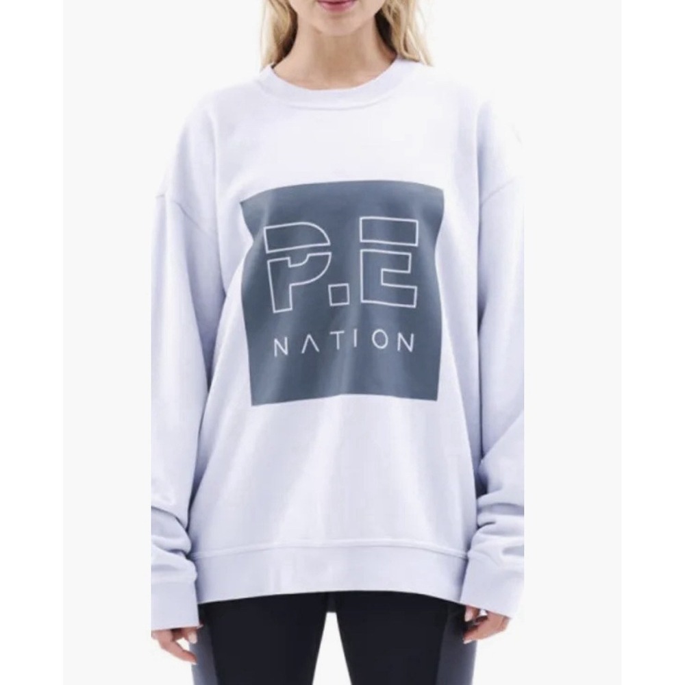 P. E Nation Cut Shot Oversize Organic Cotton Sweatshirt in Grey Dawn Size Medium